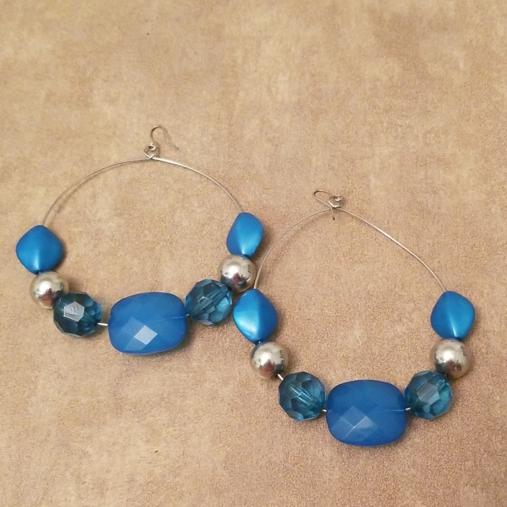 Blue hoop earrings